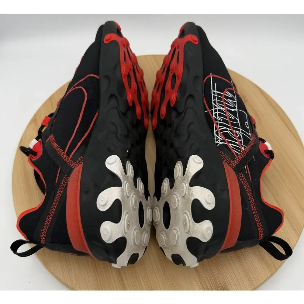 Nike React Element 55 Script Swoosh Mens Size 8.5 Athletic Sneakers Black Red